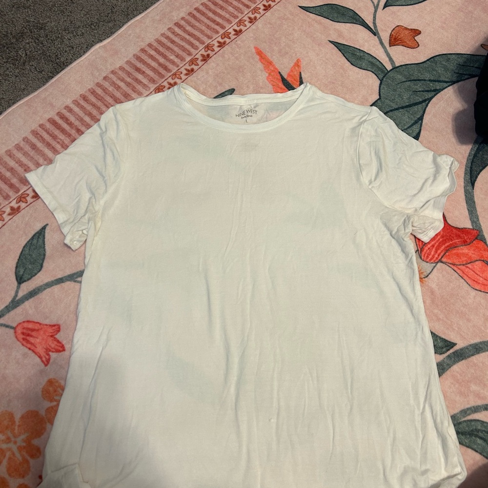 Nine West Soft White Crew Neck T-Shirt